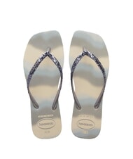 HAVAIANAS STYLESLIM SQUARE GLITTER Tongs carr&eacute;es beige/argent m&eacute;tallis&eacute; - Chaussures Femme - 1