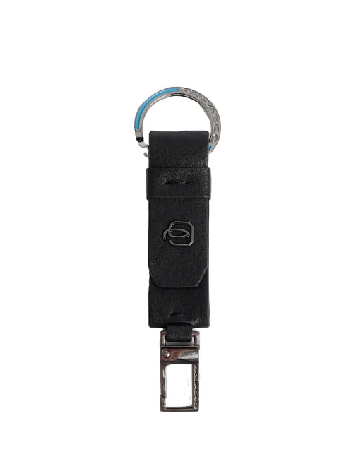 PIQUADRO BLACK SQUARE Porte-clés en cuir avec mousqueton Noir - Porte-clés