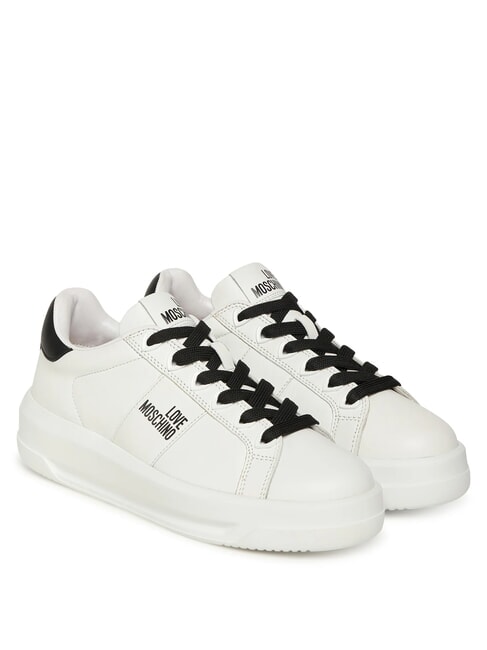 LOVE MOSCHINO ECLIPSE50 Baskets en cuir blanc noir - Chaussures Femme