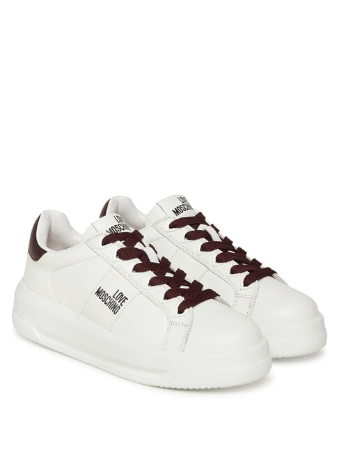LOVE MOSCHINO ECLIPSE50 Baskets en cuir blanc/bordeaux - Chaussures Femme