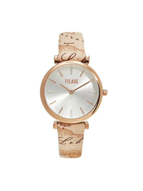 ALVIERO MARTINI PRIMA CLASSE SARDEGNA Montre à heure seulement avec bracelet en cuir beige géographique - Montres