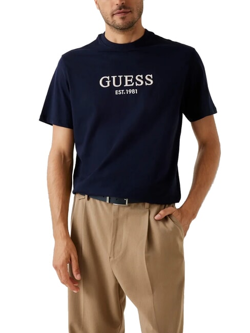 GUESS EMBROIDERY T-shirt en coton smartblue - T-shirt