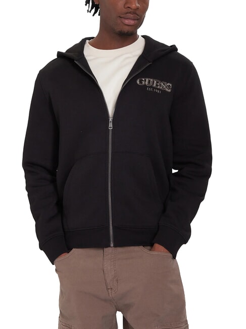 GUESS ZIP BASIC Sweat à capuche entièrement zippé jetbla - Pulls molletonnés