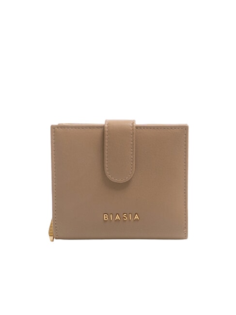 BIASIA EDA Portefeuille compact en cuir taupe - Portefeuilles Femme