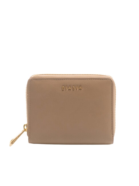 BIASIA EDA Portefeuille en cuir à fermeture éclair de taille moyenne taupe - Portefeuilles Femme