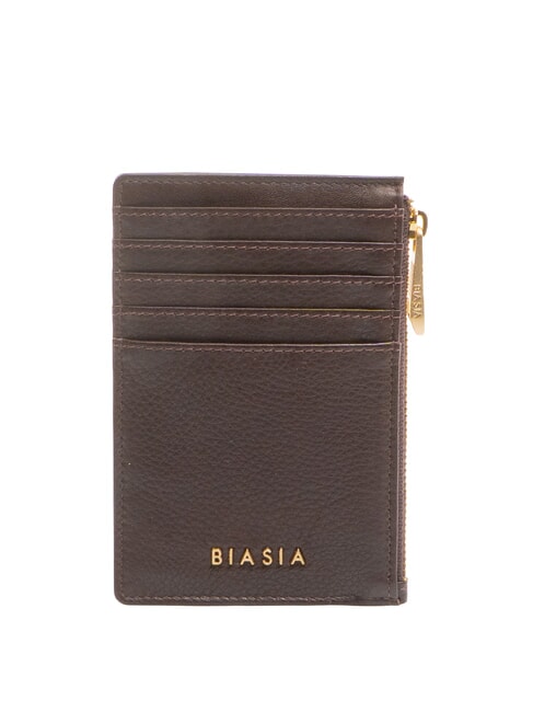 BIASIA EDA Porte-cartes plat en cuir avec zip élaguer - Portefeuilles Femme