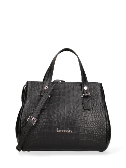 BRACCIALINI ZOE CROCO Sac à main en cuir imprimé noir - Sacs pour Femme