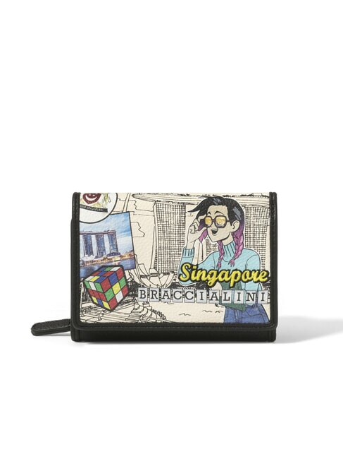BRACCIALINI CARTOLINE Portefeuille moyen SINGAPOUR multi - Portefeuilles Femme
