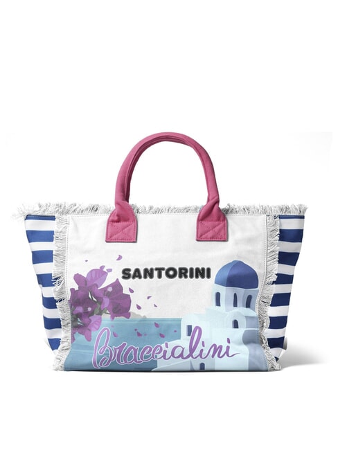BRACCIALINI SUMMER Sac fourre-tout en toile avec imprimé Santorin - Sacs pour Femme