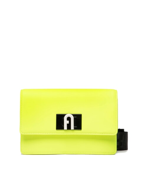 FURLA 1927 SOFT Mini sac bandoulière en cuir nappa jaune fluo + noir - Sacs pour Femme