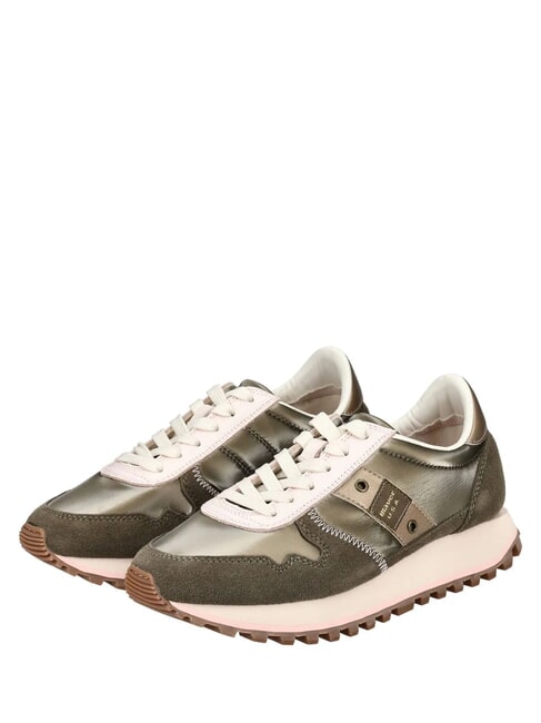 BLAUER MILLEN Baskets en cuir mélangé taupe - Chaussures Femme