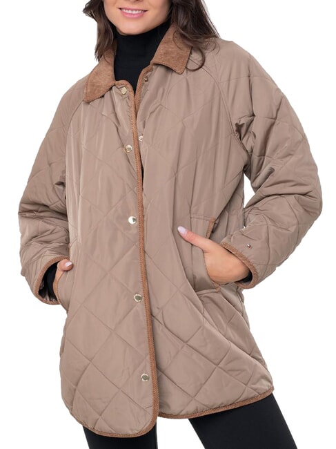 TOMMY HILFIGER TH Veste mi-longue réversible kaki classique - Vestes pour femmes