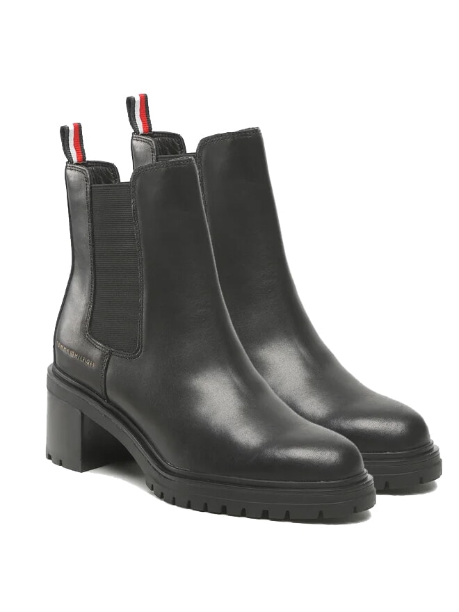 Tommy Hilfiger Th Bottines En Cuir Noir Achetez À Prix Outlet!