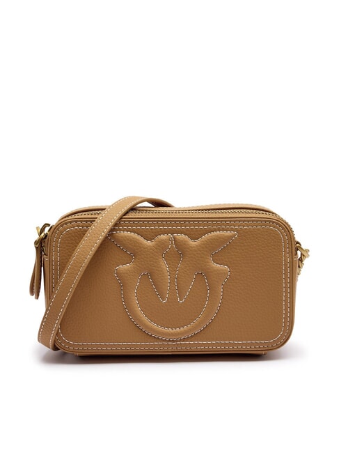 PINKO CARRIE Mini sac bandoulière, en cuir nougat-or antique - Sacs pour Femme