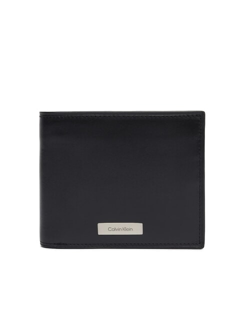 CALVIN KLEIN CK PLAQUE Portefeuille en cuir sur noir - Portefeuilles Homme