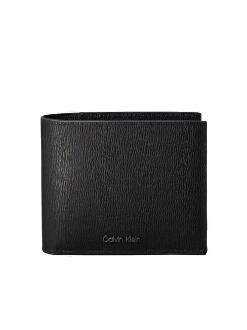 CALVIN KLEIN LOGO HARDWARE SAFFIANO Portefeuille en cuir porte-monnaie sur noir - Portefeuilles Homme