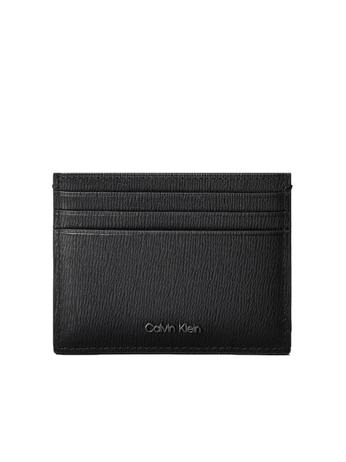 CALVIN KLEIN LOGO HARDWARE SAFFIANO Porte-cartes de crédit en cuir sur noir - Portefeuilles Homme