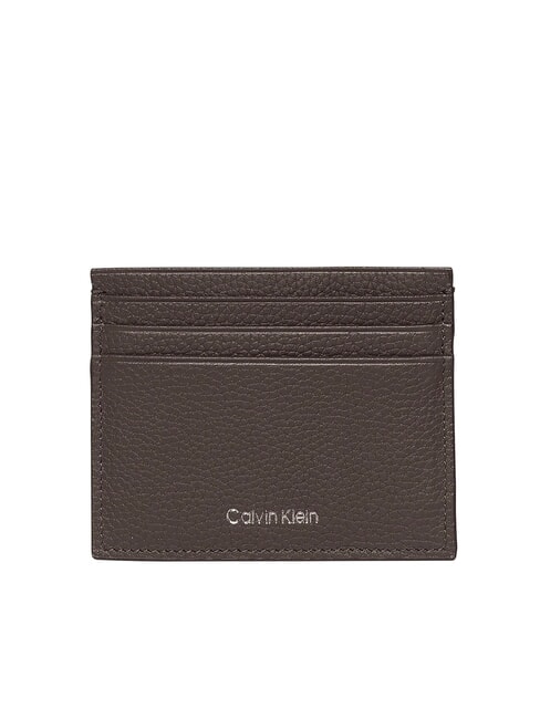 CALVIN KLEIN FOIL EMBOSS  Porte-cartes plat en cuir ck brun foncé - Portefeuilles Homme