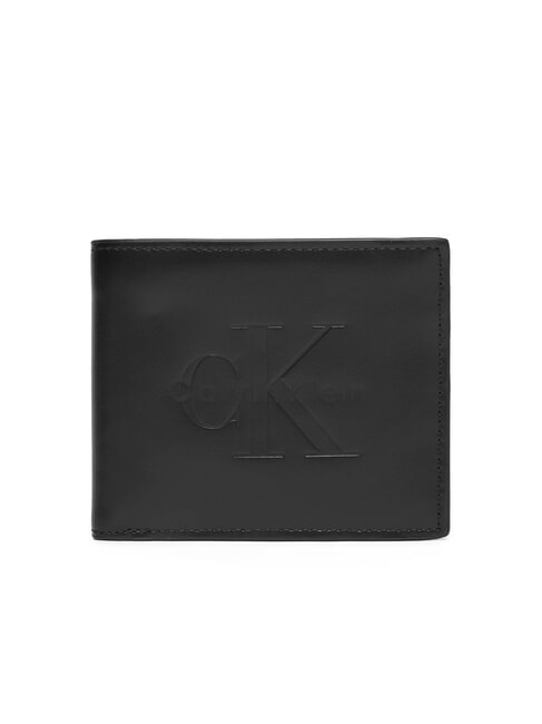 CALVIN KLEIN BOLD LOGO Portefeuille en cuir sur noir - Portefeuilles Homme