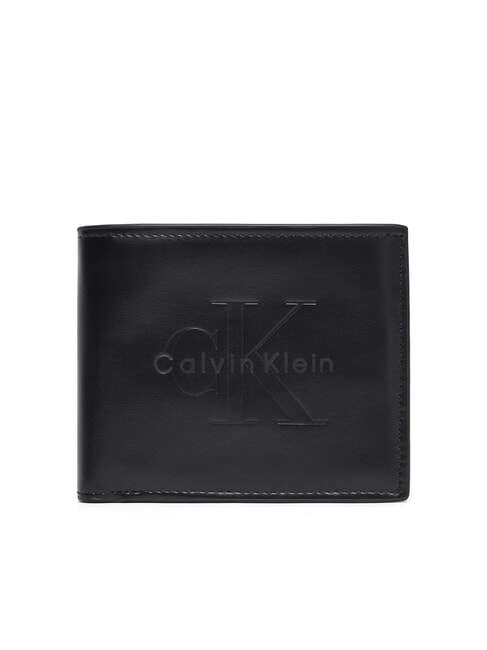 CALVIN KLEIN BOLD LOGO Portefeuille en cuir avec porte-monnaie sur noir - Portefeuilles Homme