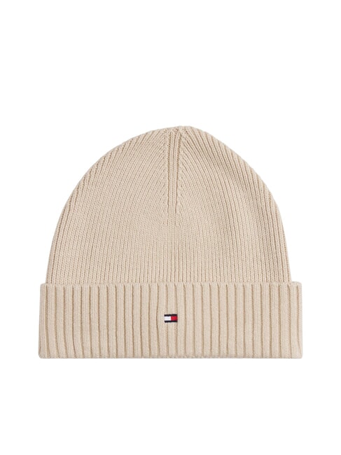TOMMY HILFIGER TH FLAG Bonnet en coton avec revers beige classique - Bonnets