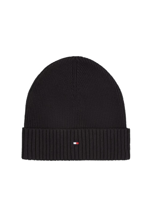 TOMMY HILFIGER TH FLAG Bonnet en coton avec revers le noir - Bonnets