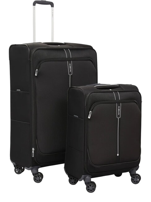 SAMSONITE POPSODA  Ensemble cabine + grand chariot NOIR - Valises Semi-rigides