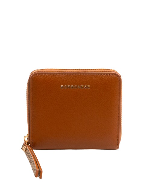 BORBONESE BIRDIE Petit portefeuille en cuir zippé brun - Portefeuilles Femme