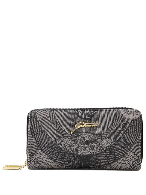 GATTINONI PLANETARIUM Grand portefeuille à double zip monochrome gris clair/noir - Portefeuilles Femme