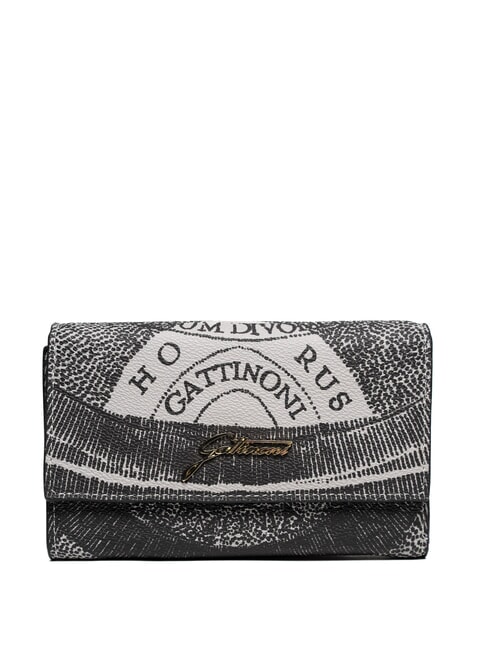 GATTINONI PLANETARIUM Portefeuille moyen à rabat monochrome gris clair/noir - Portefeuilles Femme