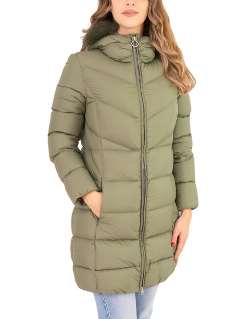 COLMAR CAPTION Doudoune longue à capuche pour femme boue - Doudounes femme