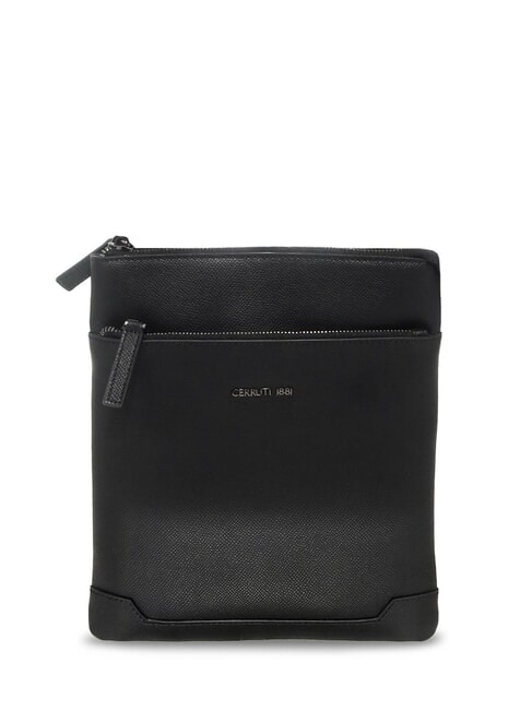 CERRUTI JAKE Sac plat en cuir noir - Sacs en Bandoulières pour Homme