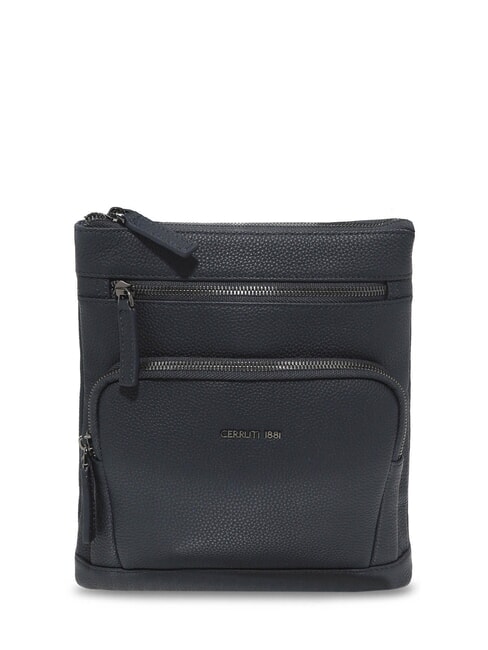 CERRUTI MADDOX Sac plat multi-poches en cuir bleu - Sacs en Bandoulières pour Homme