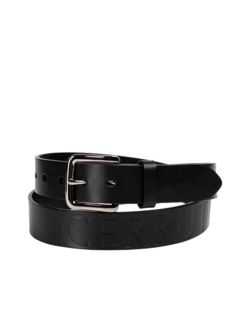 CERRUTI LOGO EMBOSSED Ceinture en cuir raccourcissable noir - Ceintures