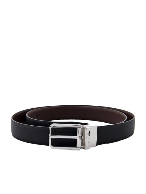 CERRUTI DOUBLE Ceinture en cuir réversible et raccourcissable noir/marron foncé - Ceintures