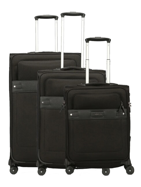 SAMSONITE BEAUHAVEN Ensemble cabine + moyen + grand NOIR - Valises Semi-rigides
