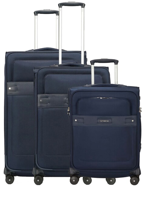 SAMSONITE BEAUHAVEN Ensemble cabine + moyen + grand dARKBlue - Valises Semi-rigides