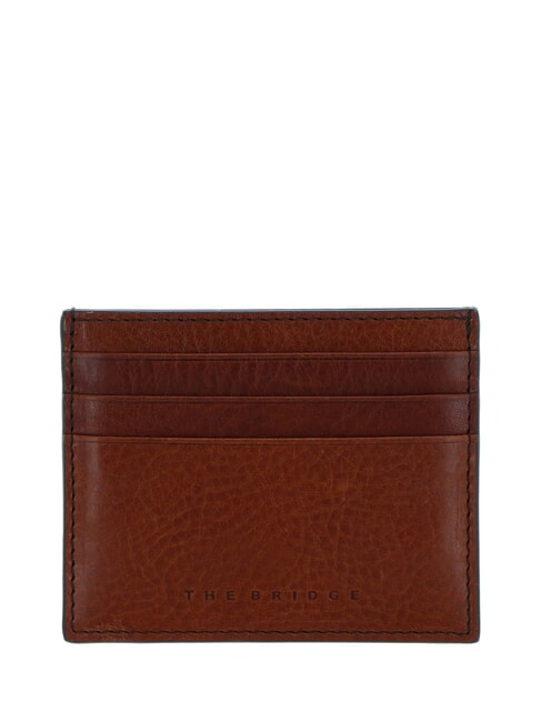 THE BRIDGE ETTORE Porte-cartes plat en cuir Marron / Ruthénium - Portefeuilles Homme