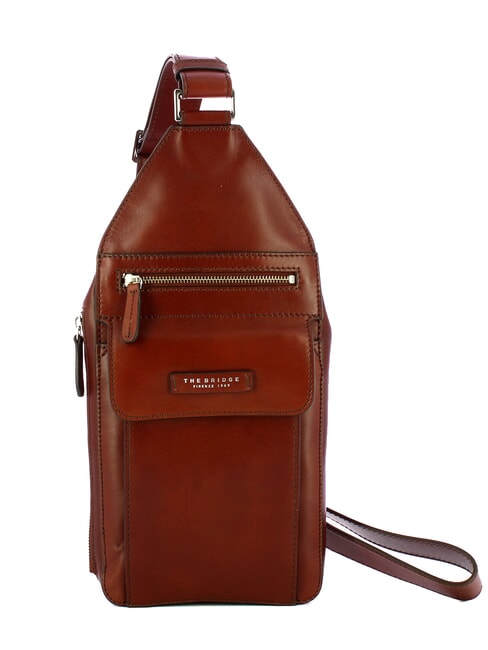 THE BRIDGE ALBERTO Sac à bandoulière en cuir Marron / Palladium - Sacs en Bandoulières pour Homme