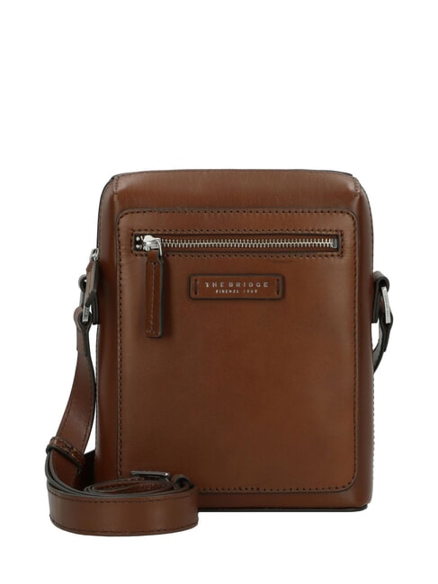 THE BRIDGE ALBERTO Sac en cuir Marron / Palladium - Sacs en Bandoulières pour Homme