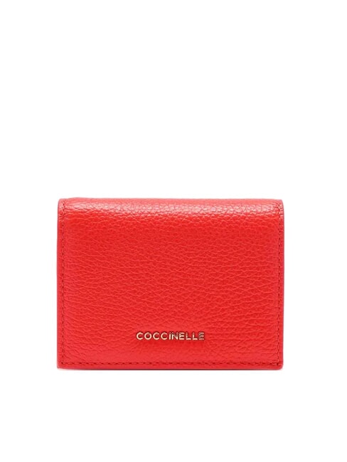 COCCINELLE METALLIC SOFT Petit portefeuille en cuir gazpacho - Portefeuilles Femme