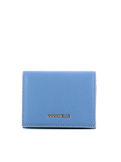COCCINELLE METALLIC SOFT Petit portefeuille en cuir bleu - Portefeuilles Femme