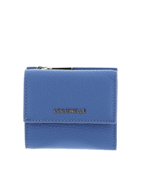 COCCINELLE METALLIC SOFT Portefeuille en cuir grainé bleu - Portefeuilles Femme