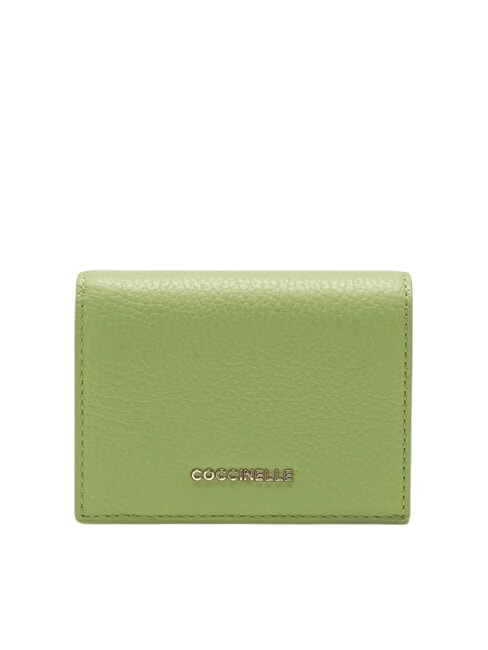 COCCINELLE METALLIC SOFT Petit portefeuille en cuir guacamole - Portefeuilles Femme