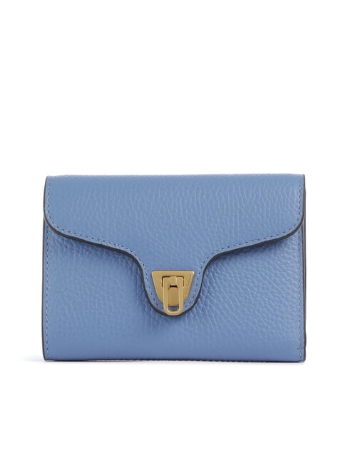 COCCINELLE BEAT SOFT Portefeuille moyen en cuir martelé bleu - Portefeuilles Femme