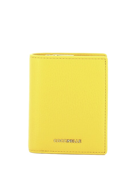 COCCINELLE METALLIC SOFT Portefeuille compact en cuir martelé ensoleillé - Portefeuilles Femme