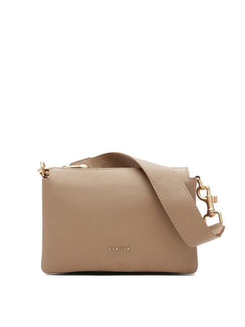 BIASIA FEATHER SMALL Petit sac à bandoulière en cuir taupe - Sacs pour Femme