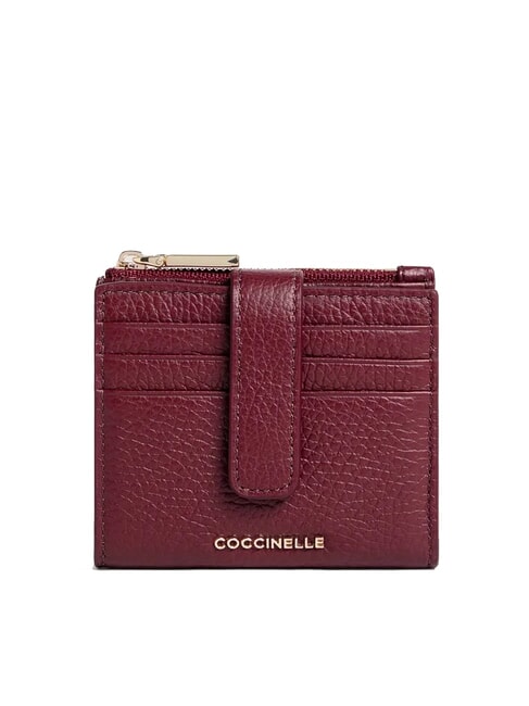 COCCINELLE METALLIC SOFT Mini portefeuille en cuir groseille - Portefeuilles Femme