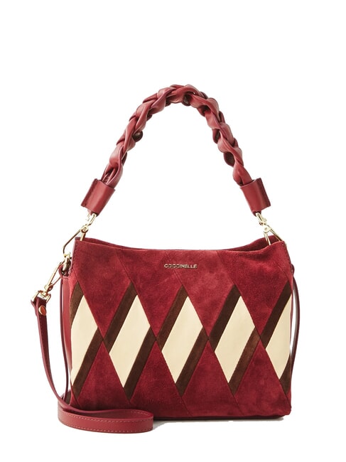 COCCINELLE BOHEME NEW GEOMETETRIC PATCH Sac à main en cuir suédé avec bandoulière mûres/groseilles - Sacs pour Femme
