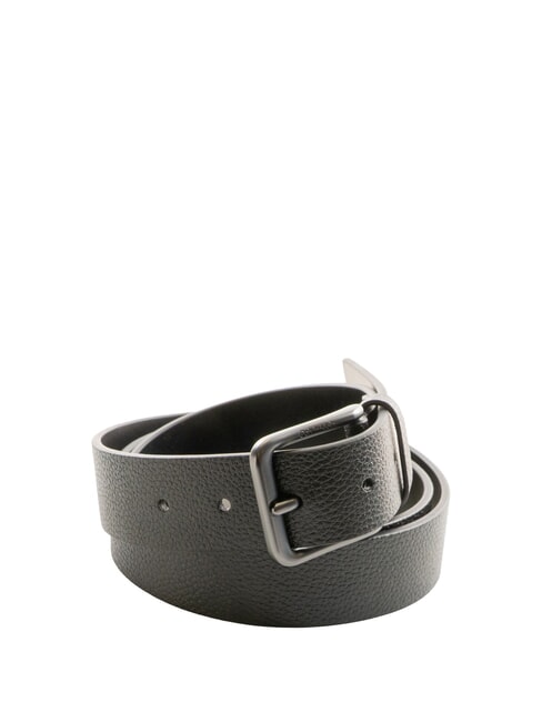 CALVIN KLEIN CASUAL PIN BUCKLE ceinture en cuir noir / gris anthracite mat - Ceintures